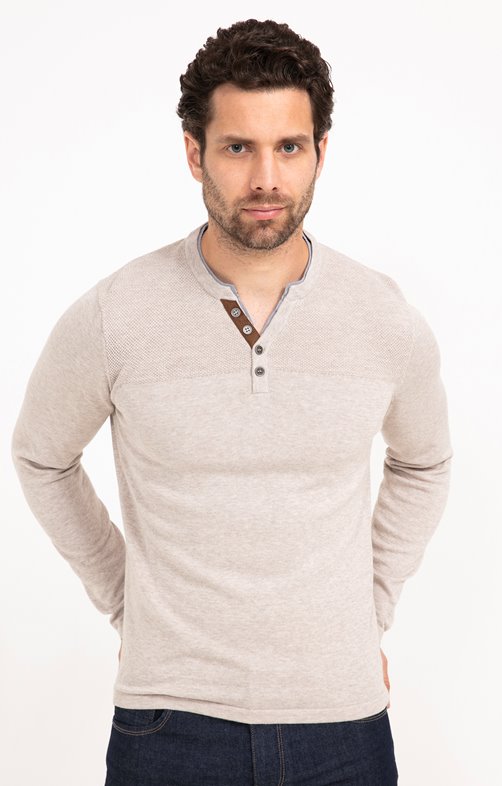 Pull col tunisien uni rick