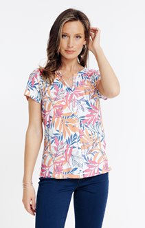 Tee-shirt à imprimé palmier multicolore