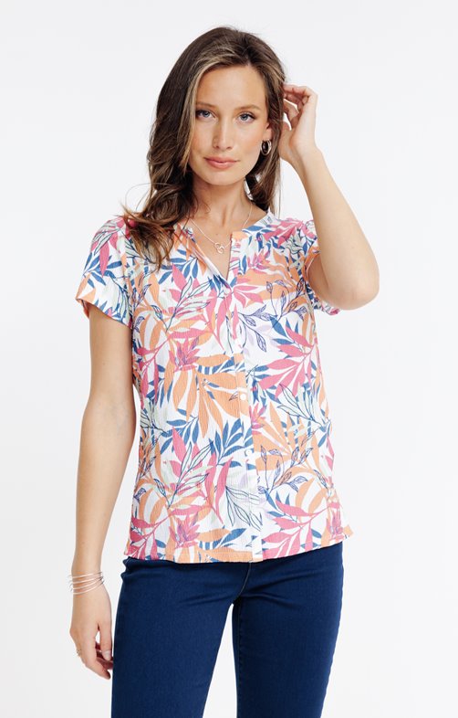 Tee-shirt à imprimé palmier multicolore