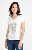 Tee-shirt imprimé fleurs col v