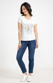 Tee-shirt imprimé fleurs col v