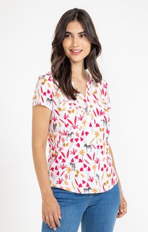 Tee-shirt imprimé col mao