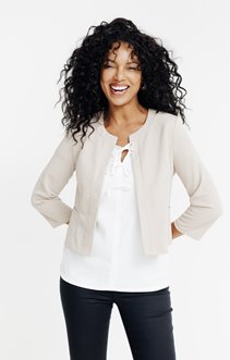 Veste Doublée Ouverte Sur Le Devant Pour Femme - Style Cardigan Fin Et Confortable, Noir, Coupe Courte