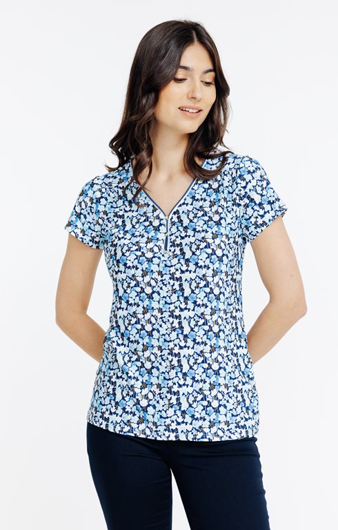 Tee-shirt col v avec double pipping