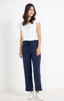 Pantalon large ceinture nouée