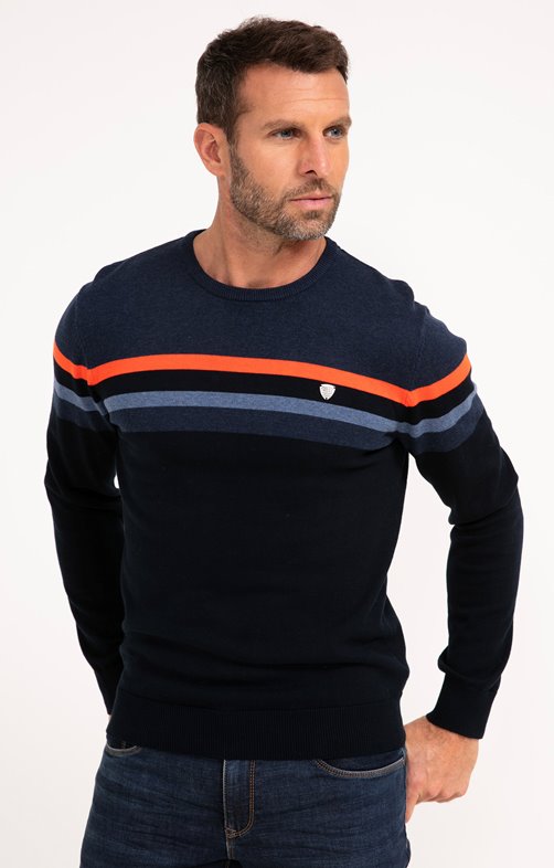 Pull col rond rayé Sunset