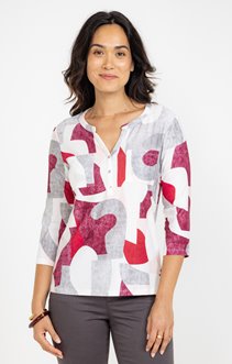 Tee-shirt imprimé col mao