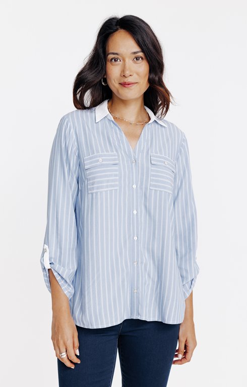 Chemise rayée avec col uni 