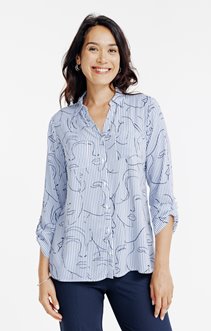 Chemise rayée imprimé visage