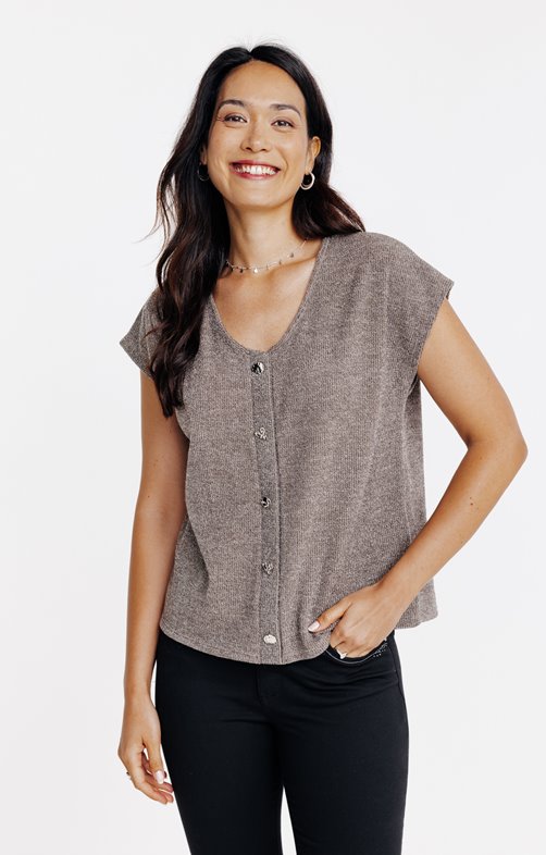 Pull fausse patte de boutonnage