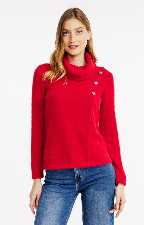 Pull avec fausse plaquette de boutonnage