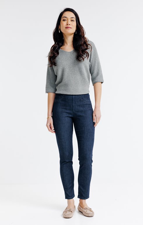 Pantalon en denim, détails fantaisies