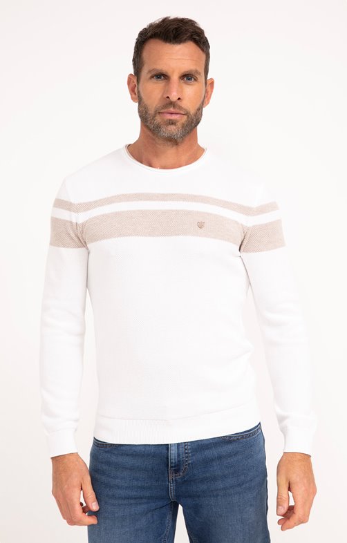 Pull col rond rayé Natural