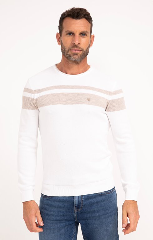 Pull col rond rayé Natural