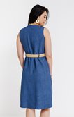 Robe midi unie avec ceinture rafia