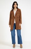 Trench long ceinture en suédine