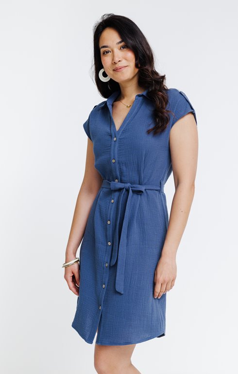 Robe chemise en gaze de coton