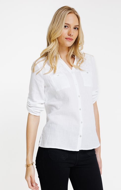 Chemise en gaze de coton brodée