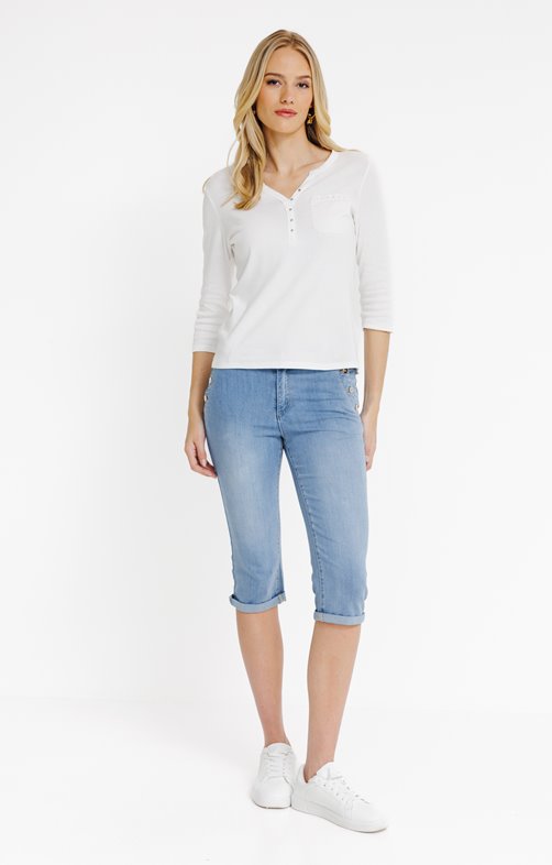 Corsaire denim sous le genoux