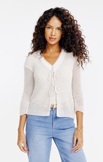 Cardigan uni manches 3/4