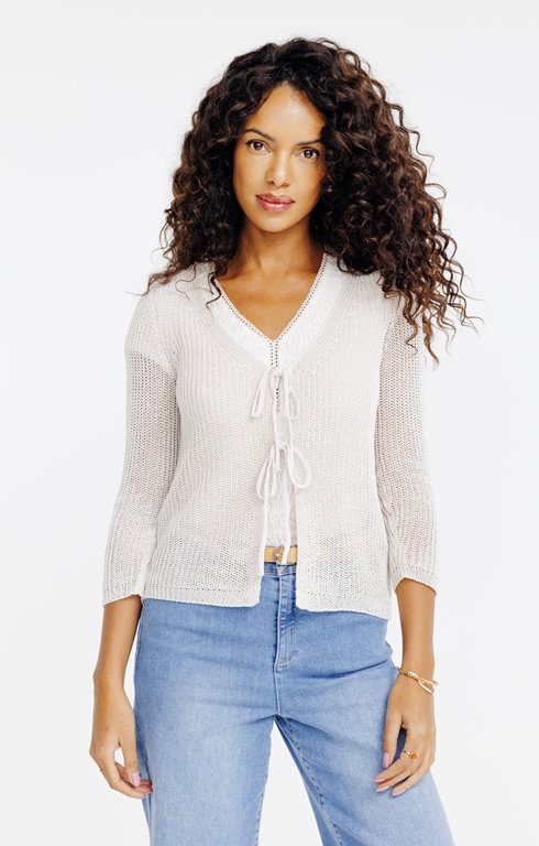 Cardigan uni manches 3/4