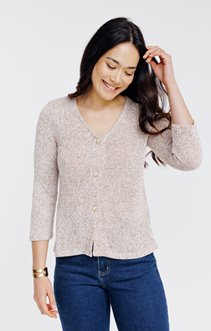 Cardigan uni manches 3/4