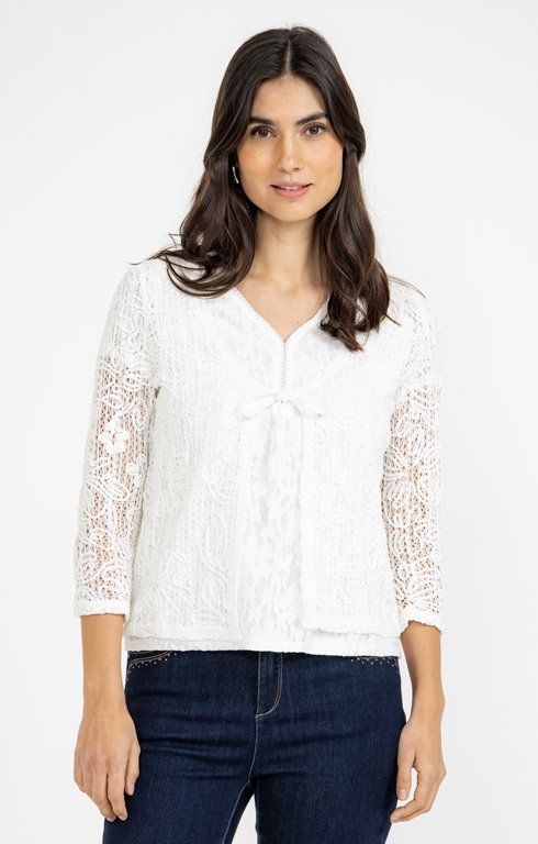 Cardigan uni manches 3/4