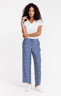 Pantalon maille large plissé imprimé