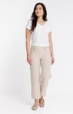 Pantalon fluide rayé détail pont