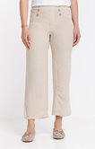 Pantalon fluide rayé détail pont