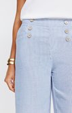 Pantalon fluide rayé détail pont