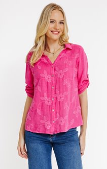 Chemise en lin brodé