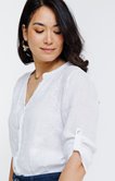 Blouse en lin brodée