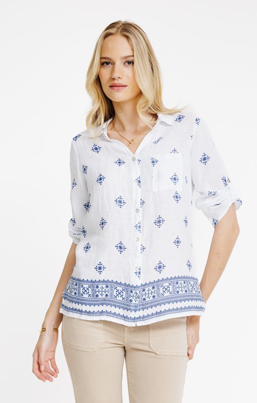 Chemise en lin imprimé 