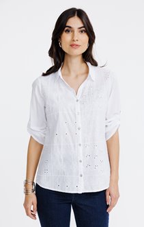 Chemise unie avec mix matières