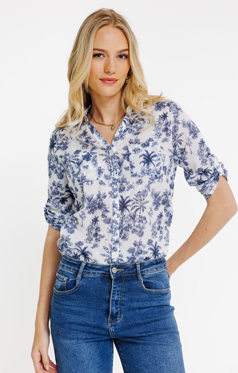 Chemise imprimé jungle bicolore