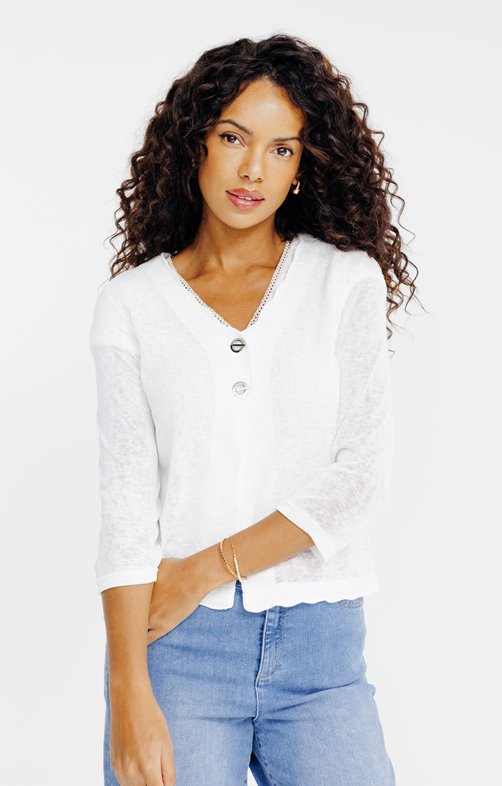 Cardigan détails festonnés