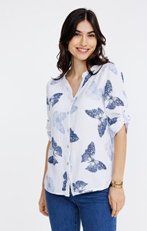 Blouse en gaze de coton imprimée