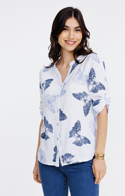 Blouse en gaze de coton imprimée