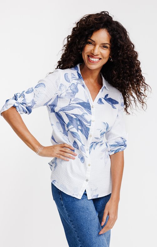 Chemise en gaze de coton imprimée