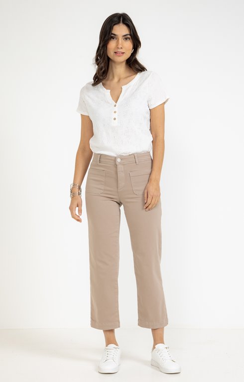 Pantalon crop poches plaquées devant 