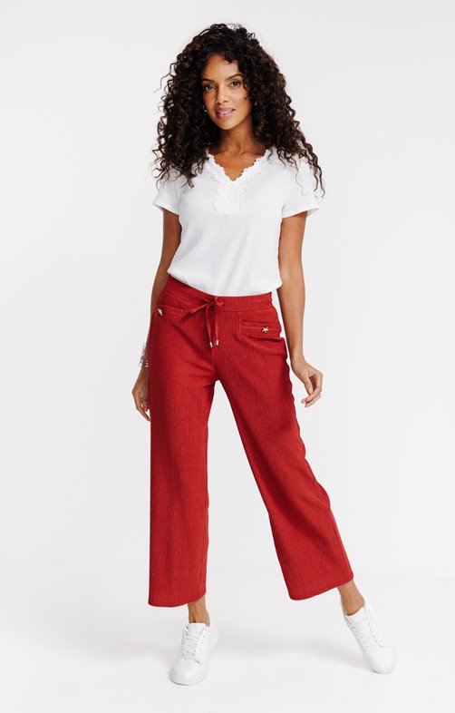 Pantalon fluide détail bijou