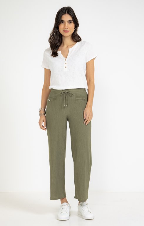 Pantalon en maille plissée coupe large