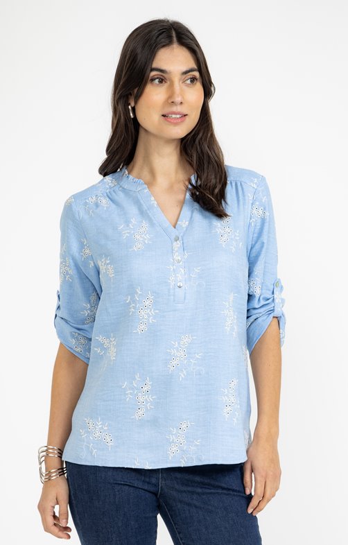 Tunique unie avec broderie