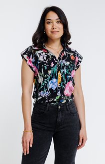 Chemise manches courtes imprimée fleurie