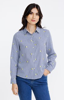 Chemise vichy avec broderie citron