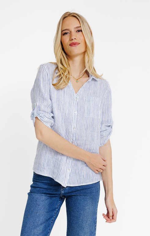Chemise en lin rayée