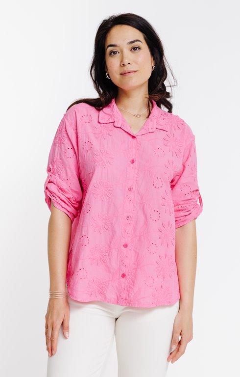 Chemise unie brodée