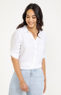 Chemise en lin brodée