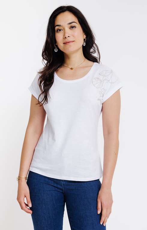 Tee-shirt brodé manches courtes